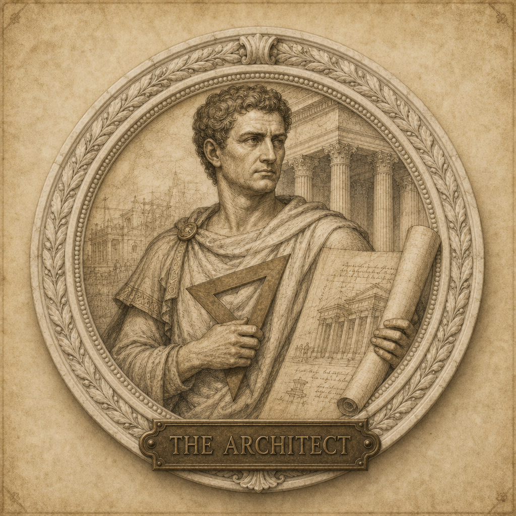 The Architect — sepia study of a Roman architect