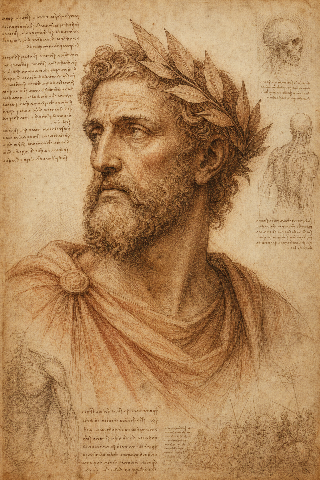Ulises the strategist — Leonardo da Vinci sepia study